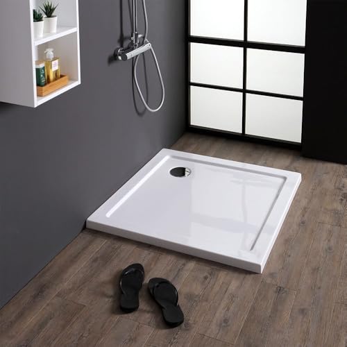 Kiamami Valentina - Piatto Doccia Quadrato 80x80 cm Slim Acrilico e ABS Bianco Spessore 4 cm AntiGraffio AntiGraffio Salvaspazio Reversibile Installazione Filo Pavimento | Alba