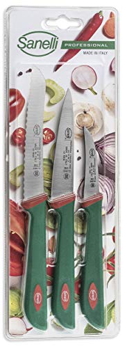 Sanelli Set 3 Coltelli Frutta e verdura: Spelucchino multiuso cm.10-Pomodoro cm.12-Verdura cm.6
