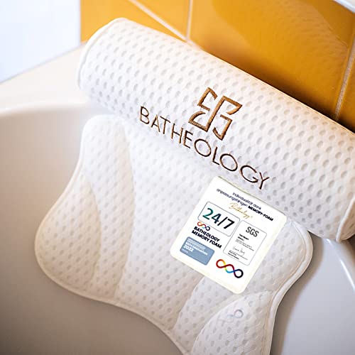 Cuscino da bagno Batheology&reg;, cuscino da bagno ergonomico per vasca con imbottitura in schiuma memory Visco, cuscino per il rilassamento della colonna vertebrale, funzione di sostegno