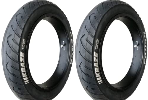 COPPIA 2 PNEUMATICI COPERTONI Kenda Kraze 20 X 4.00 per Bici Fat Bike Bicicletta Gomma Stradale (Nero con Scritta Bianca)