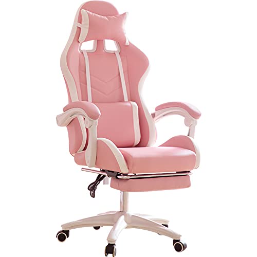 Sedia da Gioco Poltrona Stile Racing, Sedia da Ufficio per PC con Schienale Alto Racing con Poggiapiedi Retrattile Cuscino Lombare Regolabile, Sedia da Ufficio per Computer Ergonomica Resistente