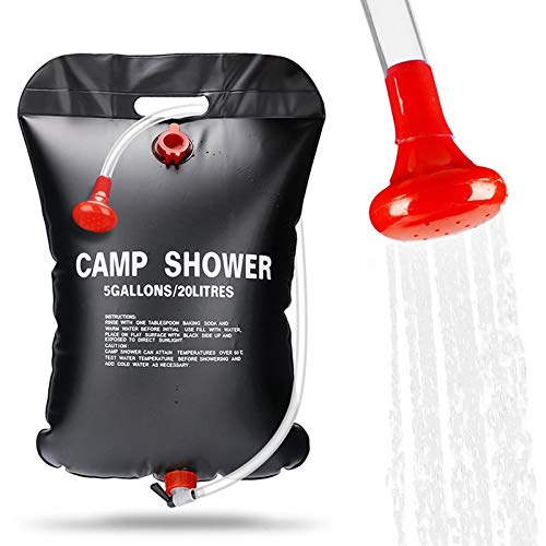 ASANMU Doccia Solare Bag, Doccia Campeggio, 5 galloni/20L Borsa da Campeggio Solare Borsa Doccia Sacca Campeggio Portatile con Tubo Rimovibile e Soffione per Escursionismo Trekking Borsa da Bagno