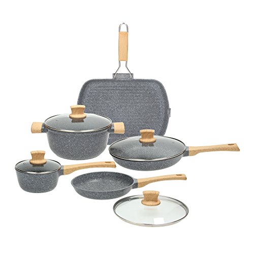Tognana Energica Batteria di Pentole, Alluminio Pressofuso, Grigio, 34x28x22 cm, 9 unit&agrave;