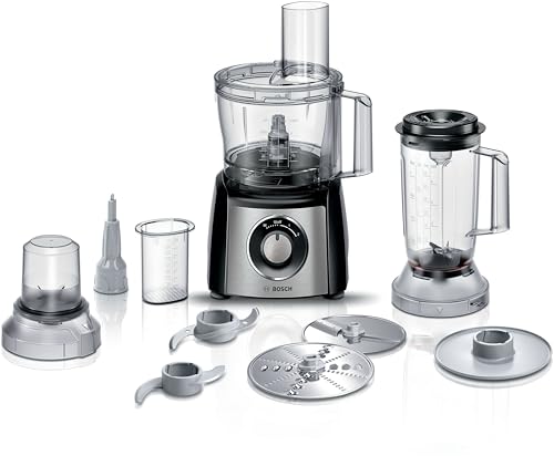 Bosch Robot da Cucina Multifunzione Compatto MCM3501M, Oltre 50 Funzioni, 800 W, Ciotola 2,3 L, Accessorio Frullatore e Tritatutto Inclusi, Tanti Accessori per Macinare, Affettare, Impastare, Nero