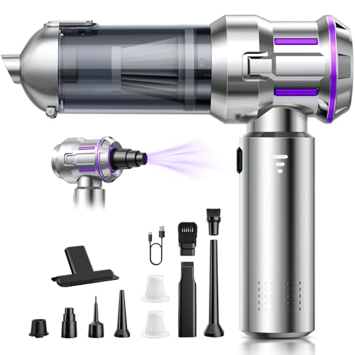 Aspirabriciole Senza Fili, 25000Pa Aspirapolvere Auto con Scarico Polvere Automatico a un Tocco, 4 in 1 Mini Aspirapolvere, Motore Brushless, Aspirazione a 3 Velocit&agrave; per Peli di Animali, Auto, Casa