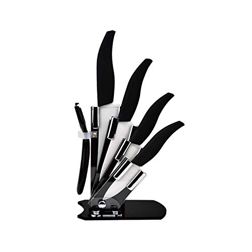 B-black&reg; Ceppo COLTELLI in Pura Ceramica Alta QUALITA' 6 Pezzi (Nero)