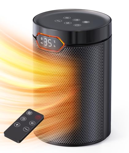 QEXREED Stufetta Elettrica Basso Consumo, 1500W, PTC, Modalit&agrave; ECO & Breeze, 4 Modalit&agrave; di Calore, Timer 24H, Termostato, Telecomando, Protezione da Ribaltamento e Surriscaldamento per Casa, Ufficio