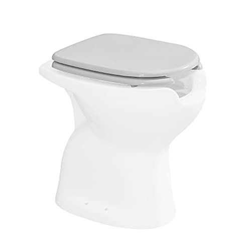 Inbagno Sedile WC per disabili con Apertura Frontale, Design Slim Tradizionale, Completo di Ciambella e Cerniere Regolabili