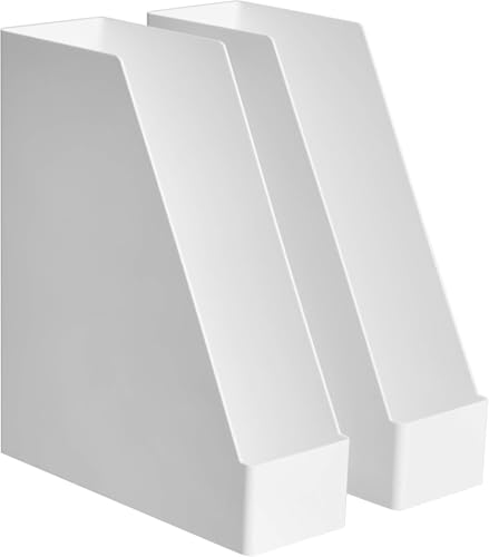 Amazon Basics Plastic Organizer - Portariviste, bianco - confezione da 2