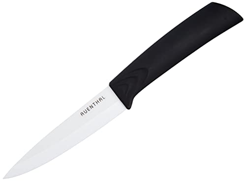 Ameefa COLTELLO in ceramica, lunghezza 10 cm, manico ergonomico nero, con protezione per la lama, coltello da cucina