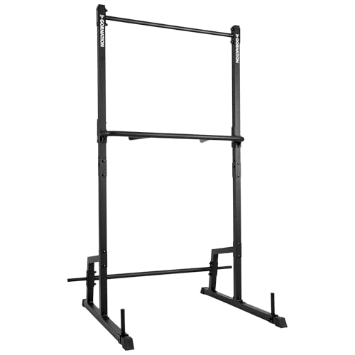 GORNATION Pull Up Station, Power Rack, Power Tower, Stazione di trazione, Fitness Tower, Multitrainer per la casa (Nero, Con Estensione Dip Bar)