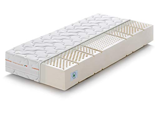 Marcapiuma Materasso Singolo 100% Lattice 80x190 alto 20 cm SEVENLIFE 20 Rigidit&agrave; H2 Medio Ergonomico Naturale 7 zone con Rivestimento SILVER sfoderabile Antiacaro Traspirante 100% Made in Italy