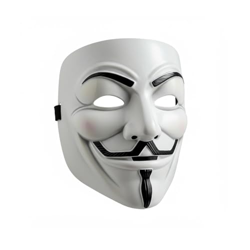 Tihokile Maschera di Halloween Vendetta - Maschera di Sicurezza in Plastica per Feste, Cosplay e Decorazioni Domestiche, Resistente e Confortevole (12+)