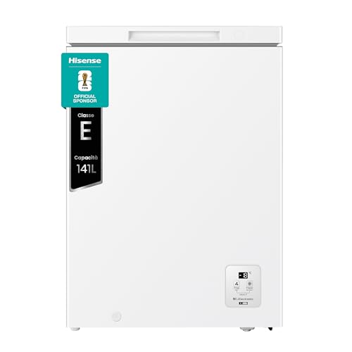 Hisense FT145N1AWE NUOVO Congelatore a pozzo 141 litri, Super Silenzioso 40 db, classe E, (L*P*A): 60,6&times;55,9&times;85,8 cm, Bianco