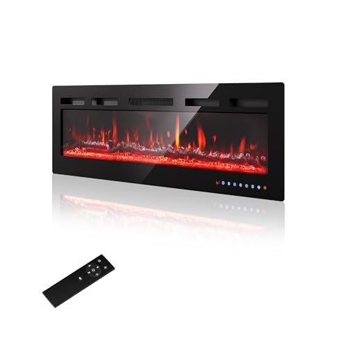 PURFINO Camino Elettrico 36"/92cm &ndash; Fiamma 12 Colori & Scintillio, 900W/1800W, Termostato Preciso (15-30&deg;C), Touchscreen & Telecomando &ndash; Ideale per Pareti Mediali