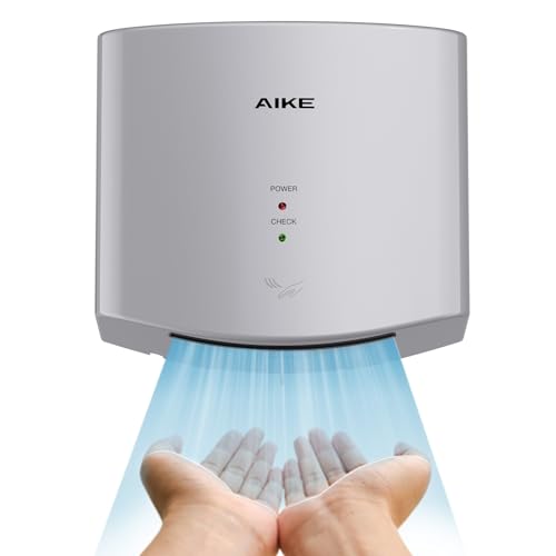 AIKE Air Wiper Asciugamani Compatto, Asciugatura ad Alta velocit&agrave;, 1400W 220V, Collega e USA, Senza Carta e Senza Contatto per Bagni Pubblici, AK2630S (Argento)