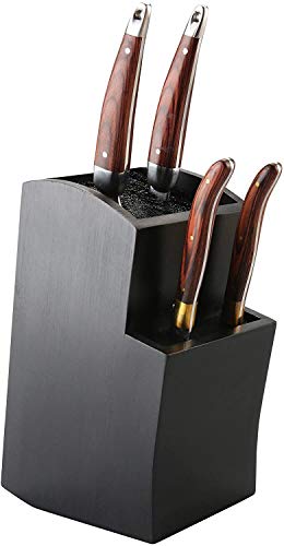 eKitch, ceppo universale per coltelli da cucina, in legno di bamb&ugrave; ecologico, design elegante, pi&ugrave; livelli, Bamb&ugrave;, Magnetic Black, 20 x 10 x 10 xm