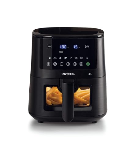 Ariete 4633 Friggitrice ad aria 4L, 1400W, Capacit&agrave; 4L, 9 programmi, Funzione Shake e Grill, Temperatura fino a 200&deg;C, Nero