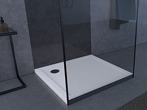 Pedra - Piatto doccia in acrilico effetto pietra, colore: Bianco
