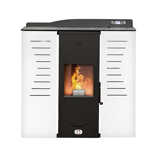 STUFE A PELLET ITALIA Italia 25 KW WiFi - Stufa a Pellet Idro per Riscaldamento e Acqua Calda Efficienza 90% Scalda 180m&sup2; Design Slim Autonomia 16H Programmabile 5 Potenze Garanzia 24 Mesi Bianco