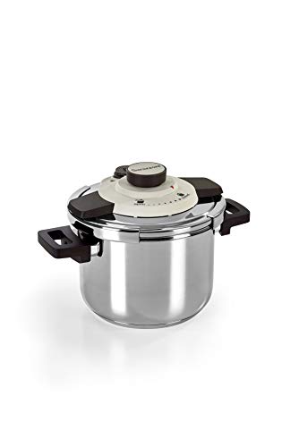Barazzoni, Acciaio Pentola a Pressione Dual System Facile, Capacit&agrave; 6 lt, &oslash; 22cm, Inox 18/10, Made in Italy, 6 litri