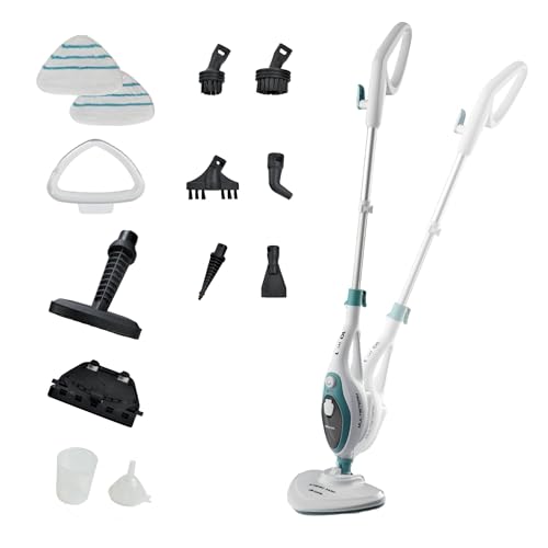 Ariete 4164 Steam Mop 10in1, Scopa Lavapavimenti a Vapore, 1500 W, Capacit&agrave; 350 L, Vapore Immediato, Autonomia, Testa Snodabile, Bianco/Azzurro