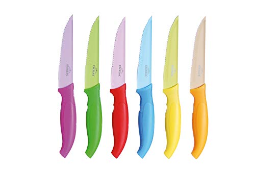 Excelsa Unisex - Adulto Passione Color Set 6 Coltelli da Bistecca, Multicolore, 6 Pezzi