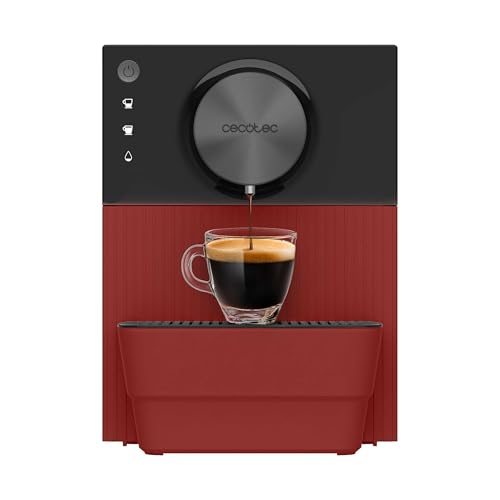 Cecotec Macchina da caff&egrave; superautomatica compatta Cremmaet Cube Red. 1350 W, prestazioni professionali, sistema di pressatura, pre-infusione, 19 bar, sistema Thermoblock, 5 livelli di macinazione