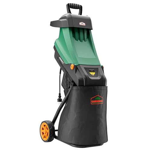 GARDEBRUK&reg; Biotrituratore Elettrico 2400W Cippatore Trita Legno Trituratore Rami e Vegetali Trinciatrice da Giardino Tritatutto per Potature 2x Contenitori Raccolta 50L