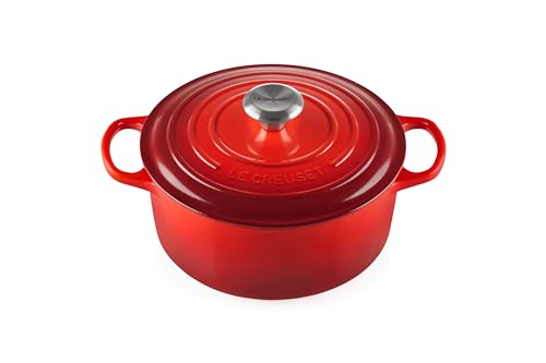 Le Creuset Cocotte rotonda Evolution in ghisa vetrificata con Coperchio, diameter 24 cm, Ciliegia, 21177240602430