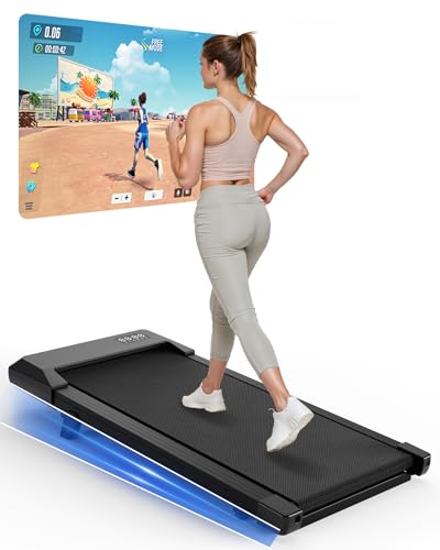Copant Tapis roulant, tapis roulant con LCD Scarn, pedana da 2,5 HP con APP e controllo remoto, carico massimo 136 kg, con corsi di allenamento e corse, 1-6km/h per casa o ufficio