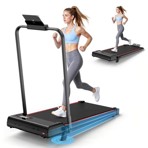 Tapis Roulant Elettrico Salvaspazio 7%, 3 IN 1 Walking Pad Pieghevole, 2.5CV Tapis Roulant Con Inclinazione(Nero brillante)