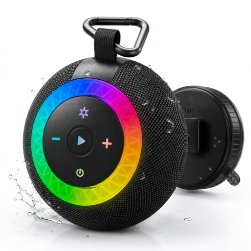 UOHHBOE Cassa Bluetooth Doccia Portatile 20W IPX7 Impermeabile Altoparlante Bluetooth LED Luce 24 Ore di Autonomia Stereo TWS Chiamate in Vivavoce Supporta schede TF con Ventosa per Doccia