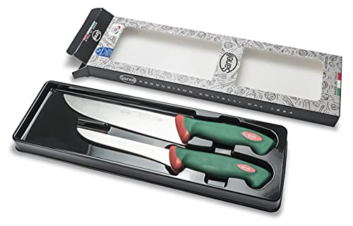 Sanelli Premana Professional Confezione Coltelli macellaio, Acciaio Inossidabile, Verde / Rosso, 39 x 13 x 3 cm, 2 Unit&agrave;