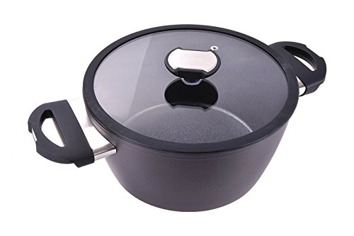 Berndes Balance Induction Enduro Kochtopf 24 cm Casseruola con Coperchio, 4.5 Litri, Alluminio Forgiato, Nero