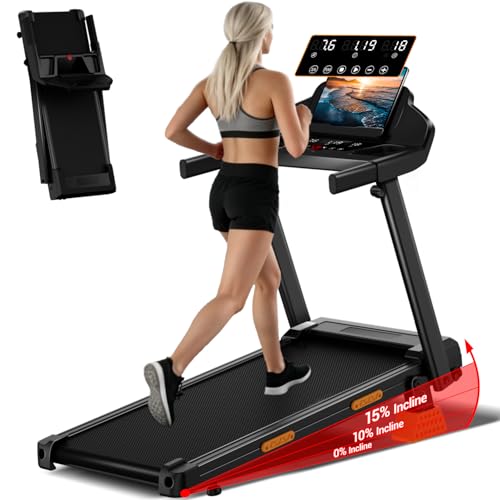 LONTEK Tapis Roulant Salvaspazio con Inclinazione 15%, Tapis Roulant Elettrico 12KM/H, Tapirulan Pieghevole da Casa con Motore da 3.0 HP e Display LED, Carico Massimo 136KG