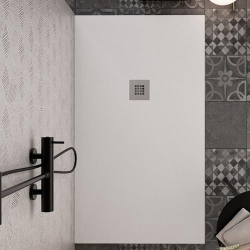 OLIMPO DOCCE - Piatto doccia bianco in marmoresina con griglia inox e Piletta Gratis - STAR PLUS - 70x100