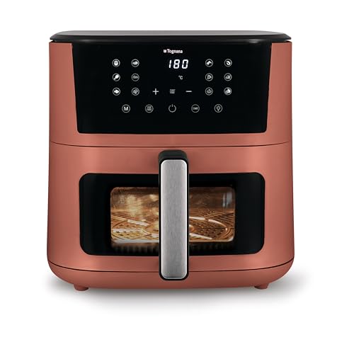 Tognana Iridea, Friggitrice ad aria 10L, doppia resistenza, display digitale, timer, 80-200&deg;C, finestra, 2300W, Rosso Mela