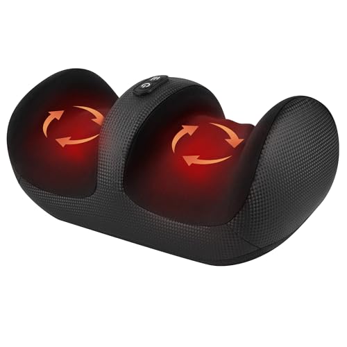 Nekteck Massaggiatore per piedi con calore, macchina per massaggio shiatsu per piedi profondo, compressione dell'aria, migliora la circolazione sanguigna e il benessere del piede (Nero)