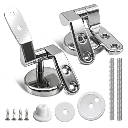 Cerniere per Sedile WC in Lega di Zinco, Kit di Fissaggio per Copriwater in Legno MDF Resina, Ricambi per Bagno con Viti, Confezione da 2