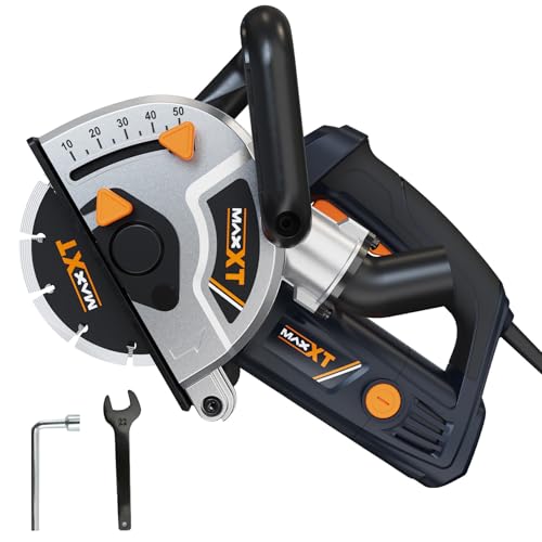 MAXXT Scanalatore per Muro, Profondit&agrave; 50mm, giri min. 9000,Sega Elettrica Efficiente 150MM, Scanalatore per Tracce Muro 1700W, Per Tagliare Piastrelle, Metallo Morbido e Legno