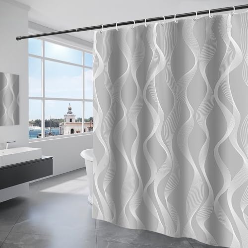 KAIMEIYU Tenda Doccia in Poliestere Tenda da Bagno in Tessuto Lavabile in Lavatrice con 12 Anelli Impermeabile 180X200CM Grigio