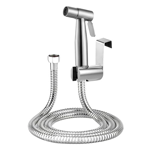Doccetta bidet a mano, in acciaio inox di alta qualit&agrave;, Set completo doccia bidet per WC, ottima per lavare i pannolini in tessuto,Argento(3 pezzi) (Stile 1)