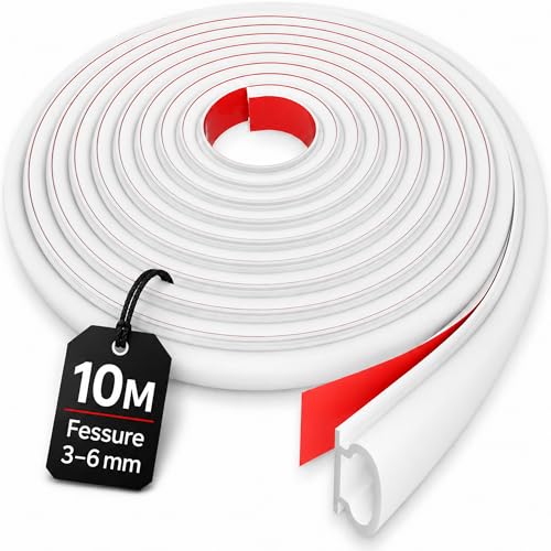 HOGARLAX® Guarnizione Porta e Finestra Adesiva, Profilo D, 10 m Striscia Sigillante (per Fessure da 3 a 6 mm), Paraspifferi per Porte e Finestre, Isolante Termico e Acustico (Bianco)