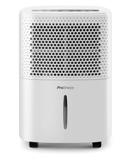 Pro Breeze Deumidificatore 12L / Day con display digitale dell'umidit&agrave;, modalit&agrave; Sleep, drenaggio continuo, asciugatura della biancheria e timer 24 ore - Ideale per umidit&agrave; e condensa