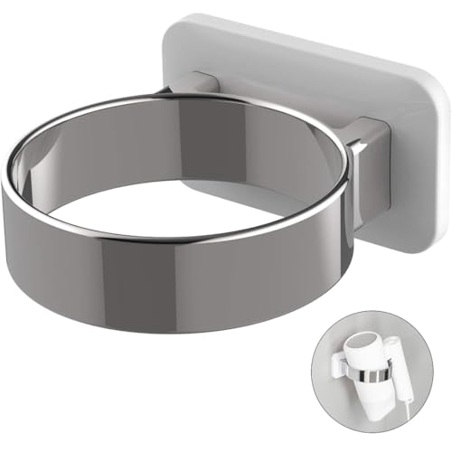 Porta phone bagno da muro, porta phon, porta phon da parete, porta phon adesivo, supporto per asciugacapelli in acciaio inox senza foratura, montaggio a parete per bagno e barbiere, argento
