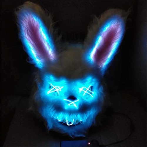 TK Gruppe Timo Klingler - Maschera horror a LED come in The Purge, viso luminoso controllabile, costume unisex per Halloween e Carnevale, colori assortiti, colori assortiti, LED Horror Hase