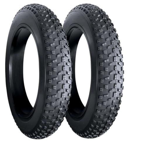 2 Copertoni 20 X 4.0 Fat Bike E-Bike Rinforzati &ndash; Coppia Pneumatici MTB 20&rdquo; (100-406) Tassellati in Gomma Nera Rigida per Bicicletta Elettrica e Mountain Bike &ndash; Alta Resistenza e Grip