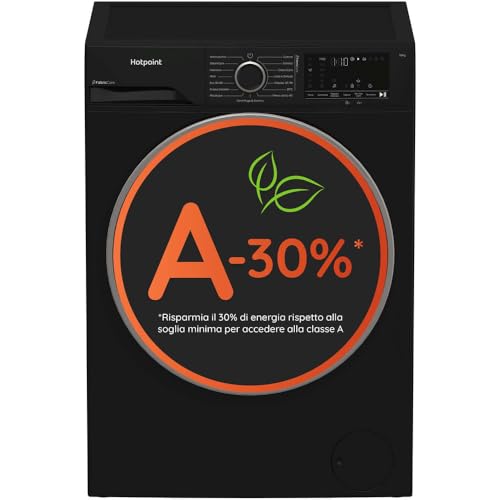 Hotpoint Ariston HB 103B CARE IT, Capacit&agrave; 10kg, classe A -30%, colore Black, 1400 giri, Display digitale XL, Vapore