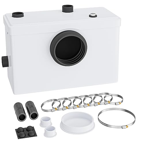 Wiltec 3/1 Piccolo impianto di sollevamento 600 W con trituratore, impianto di sollevamento fino a 10 m di altezza, impianto di sollevamento delle acque reflue con 3 ingressi, per WC e doccia